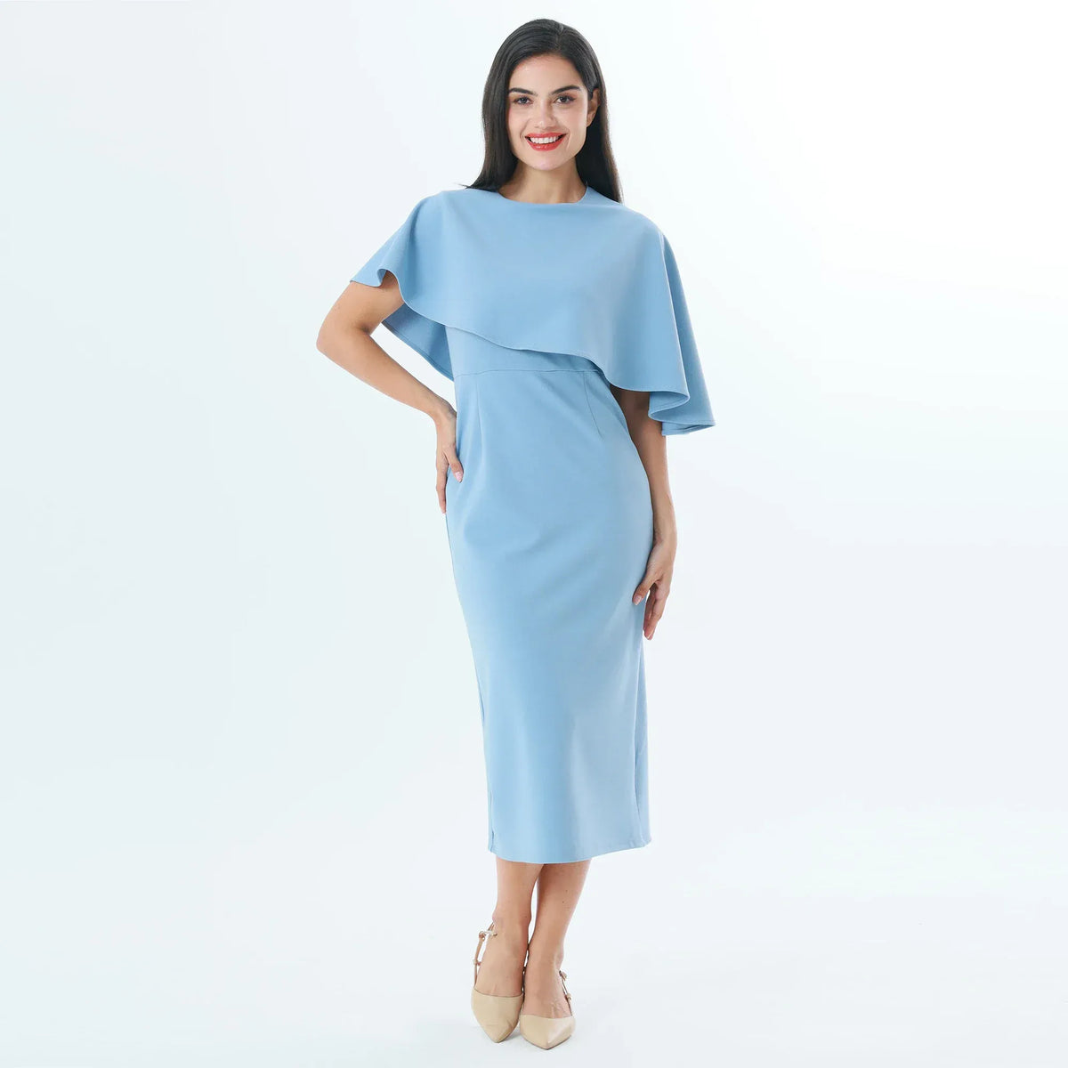 Blue Plain Fashion Dress For Women Image