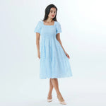 Light Blue Floral Fashion Dress For Women Image