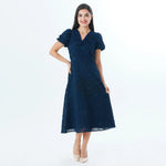 Navy Jacquard Fashion Dress For Women Image