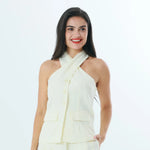 Beige Plain Fashion Blouse For Women Image