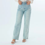 Light Jeans Blue Washed Jeans Fashion Pants For Women Image