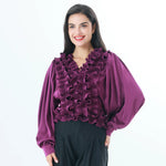 Dark Purple Plain Fashion Blouse For Women Image