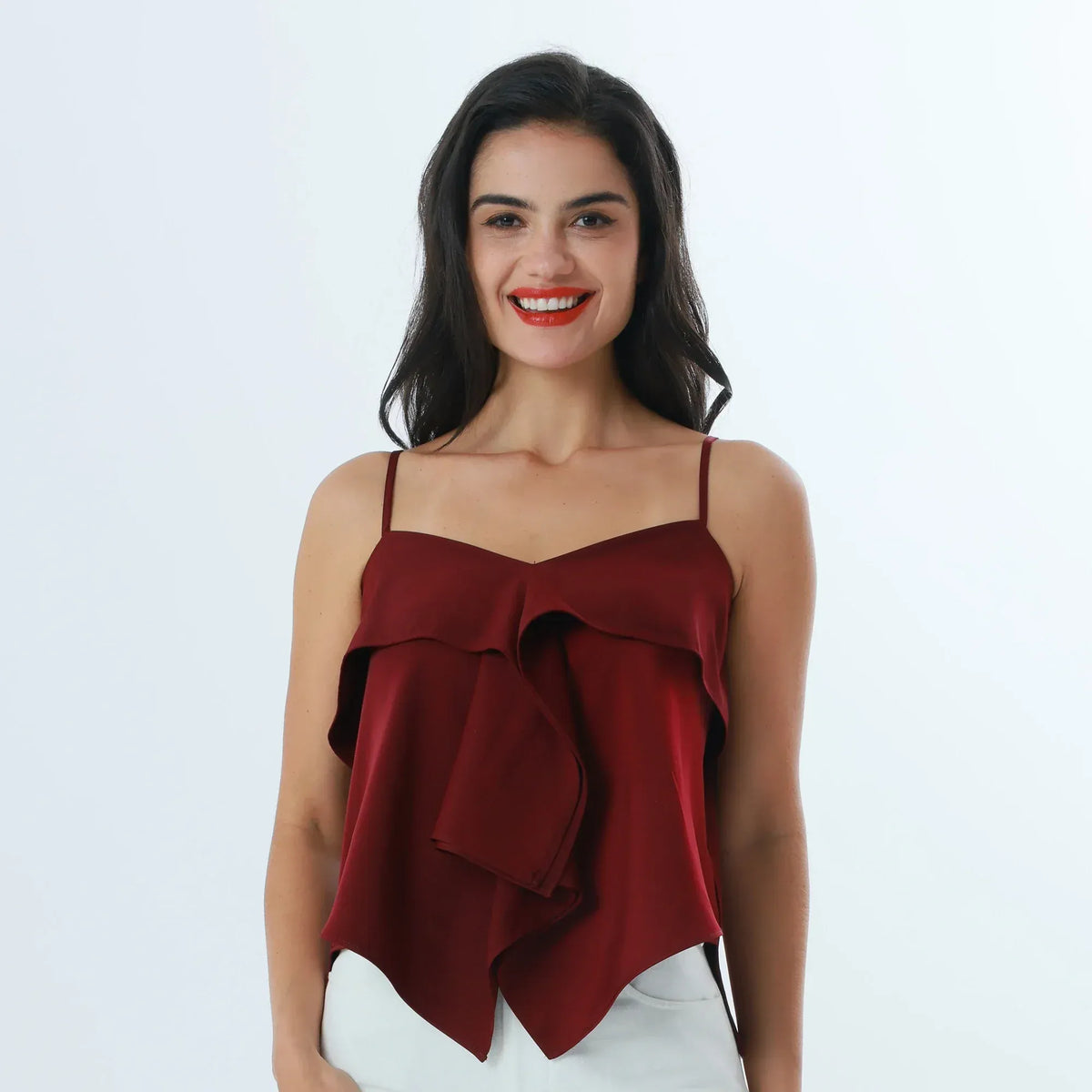 Maroon Plain Fashion Blouse For Women Image