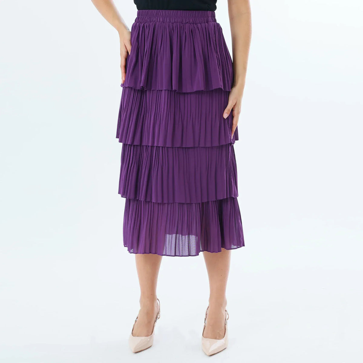 Dark Purple Plain Fashion Skirt For Women Image