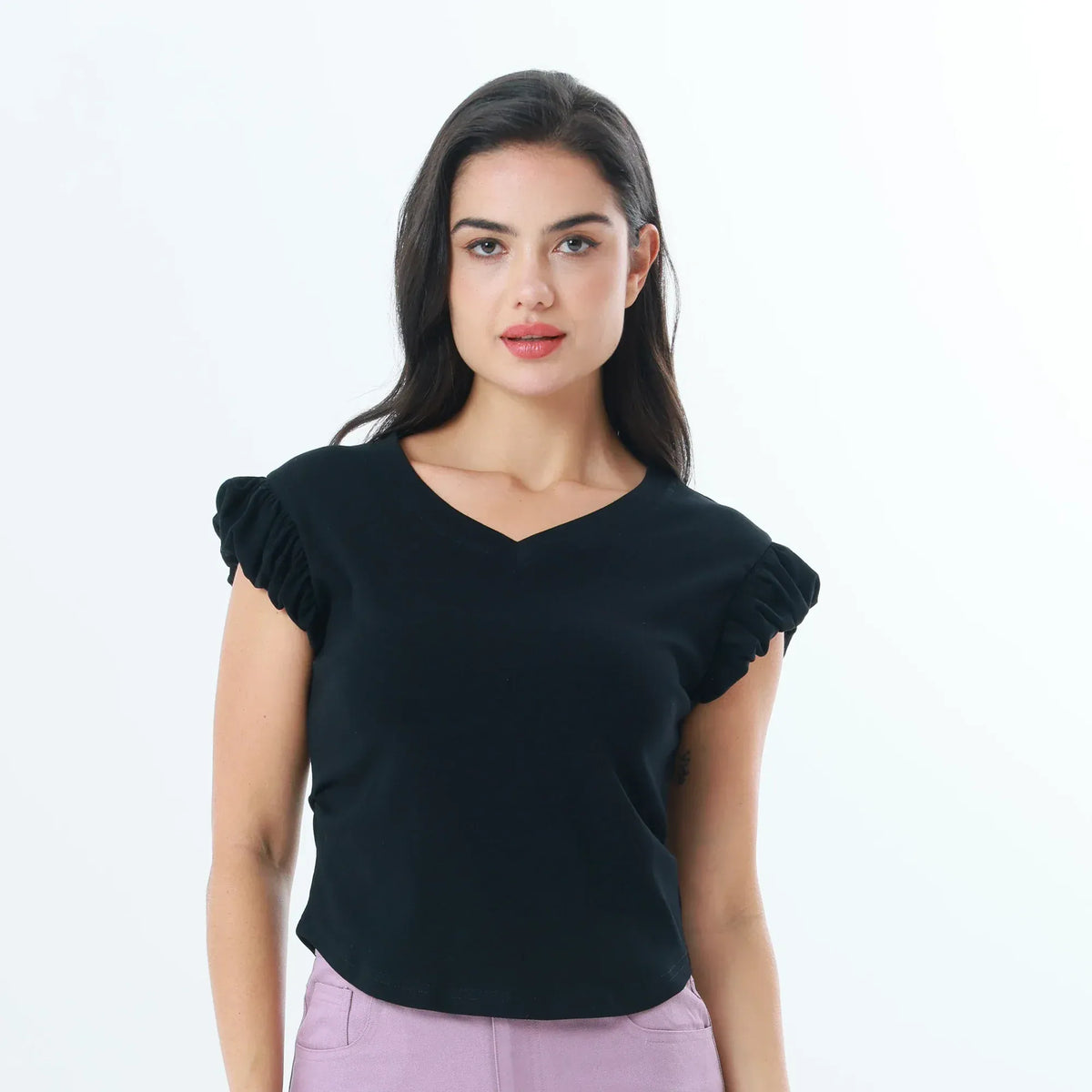 Black Laced Fashion T-Shirt For Women Image