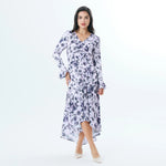 Purple Floral Fashion Dress For Women Image