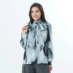 Grey Tie-Dye Fashion Blouse For Women Image
