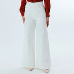 Off White Plain Fashion Pants For Women Image