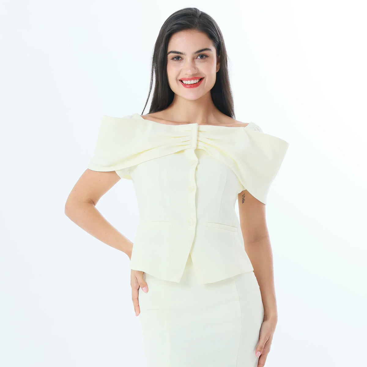 Beige Plain Fashion Blouse For Women Image