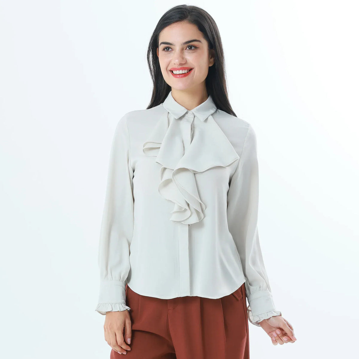 Beige Plain Fashion Shirt For Women Image