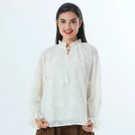 Beige Floral Fashion Blouse For Women Image