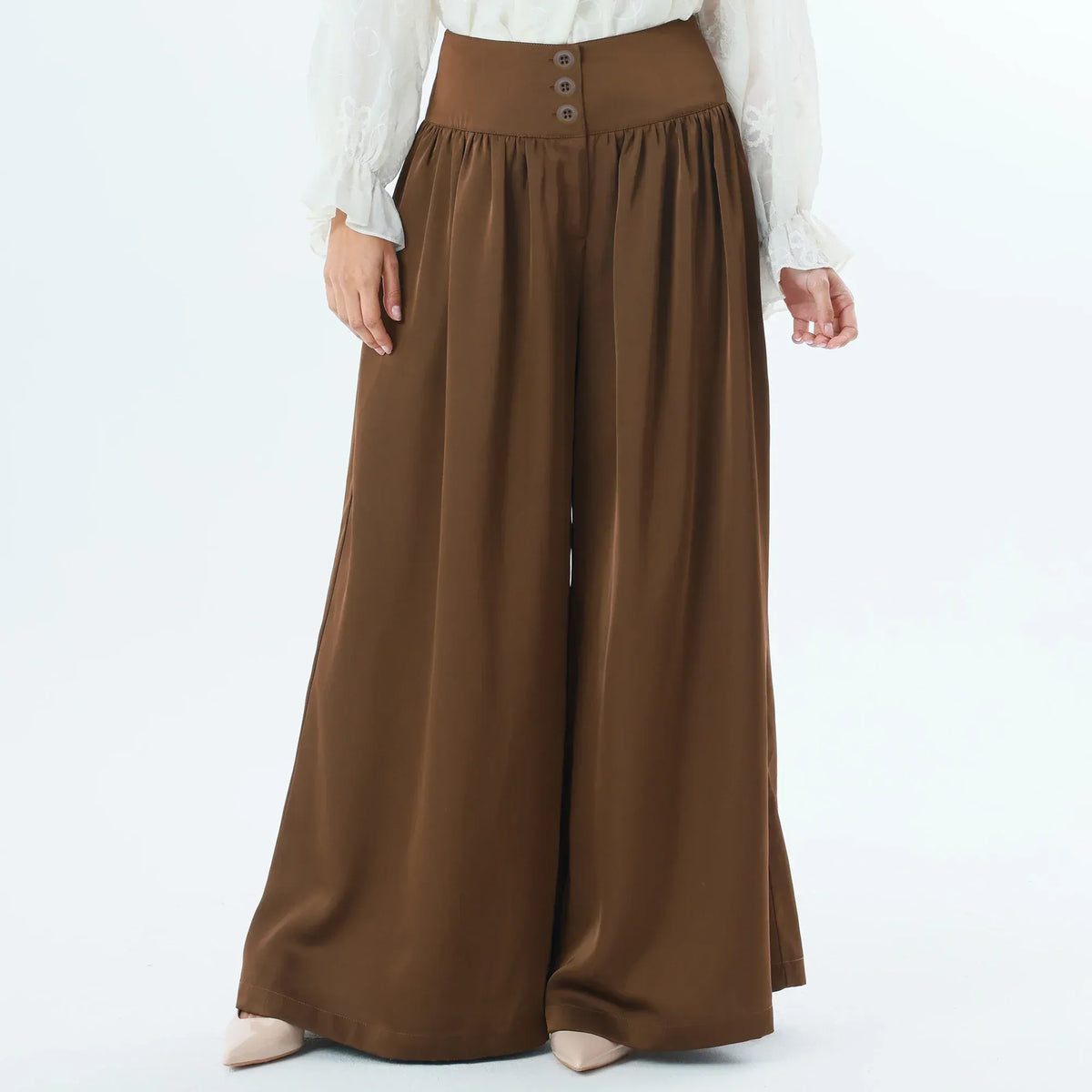 Brown Plain Fashion Pants For Women Image
