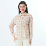 Beige Checked Fashion Shirt For Women Image
