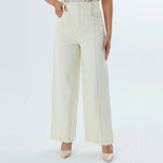 Light Beige Plain Fashion Pants For Women Image