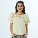 Light Yellow Plain Fashion Blouse For Women Image