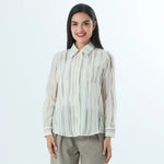 Beige Striped Fashion Shirt For Women Image