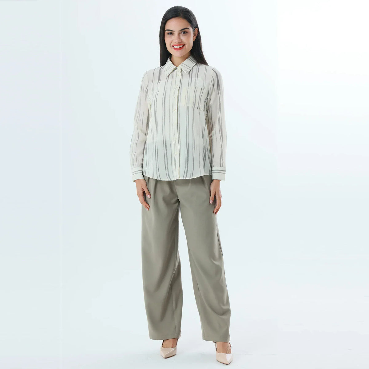 Striped Fashion Shirt For Women Image