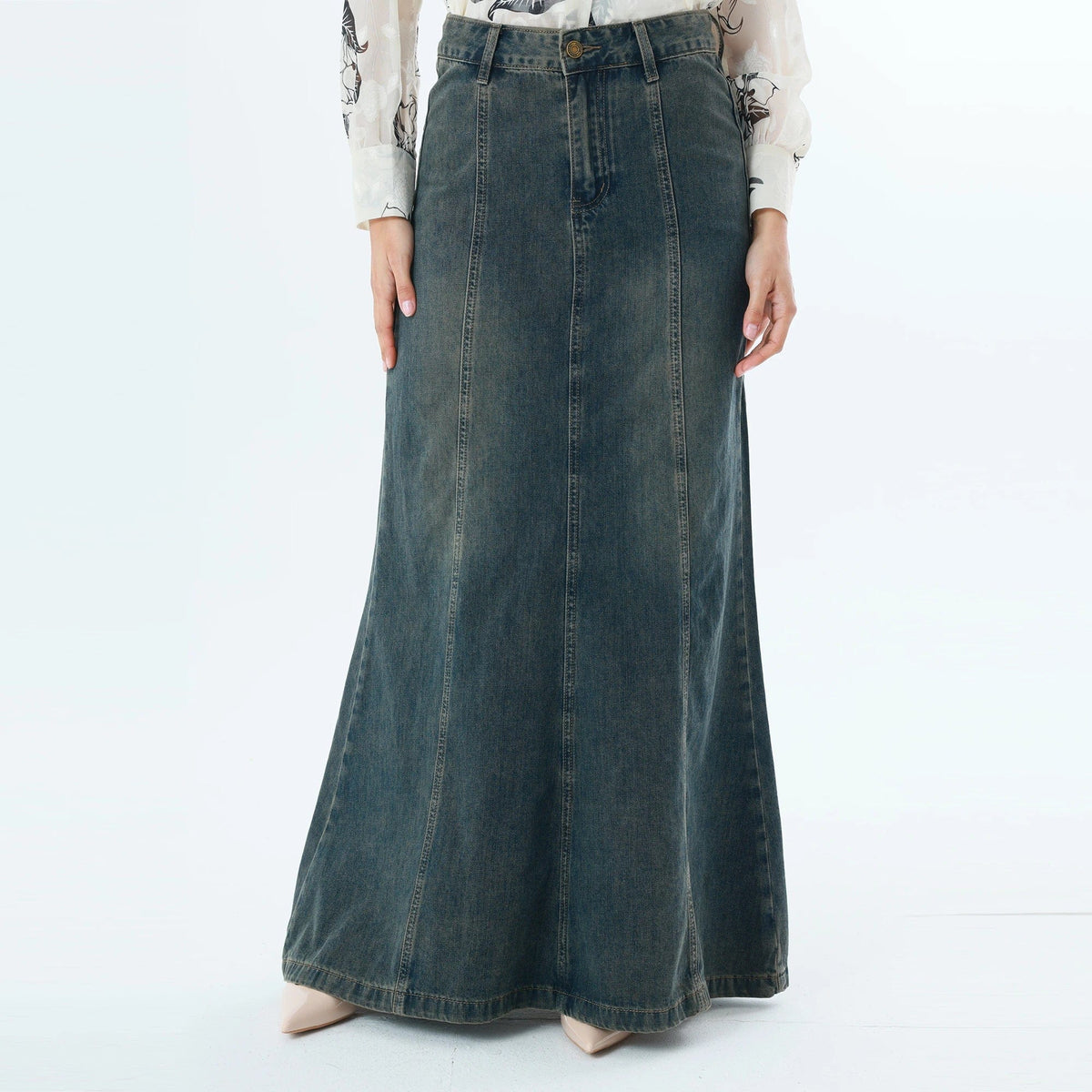 Dark Jeans Blue Washed Jeans Fashion Skirt For Women Image