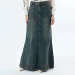 Dark Jeans Blue Washed Jeans Fashion Skirt For Women Image