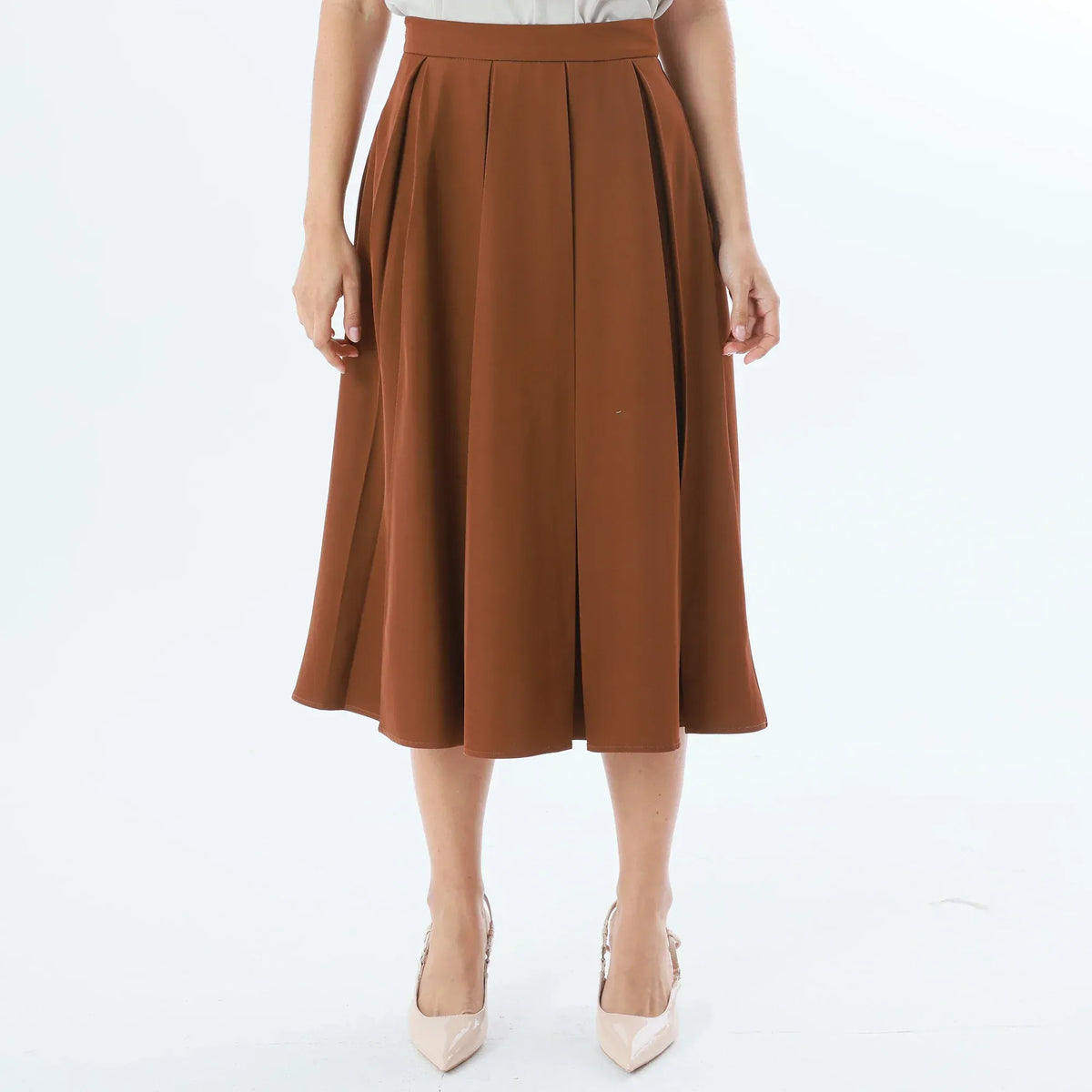 Coffee Plain Fashion Skirt For Women Image