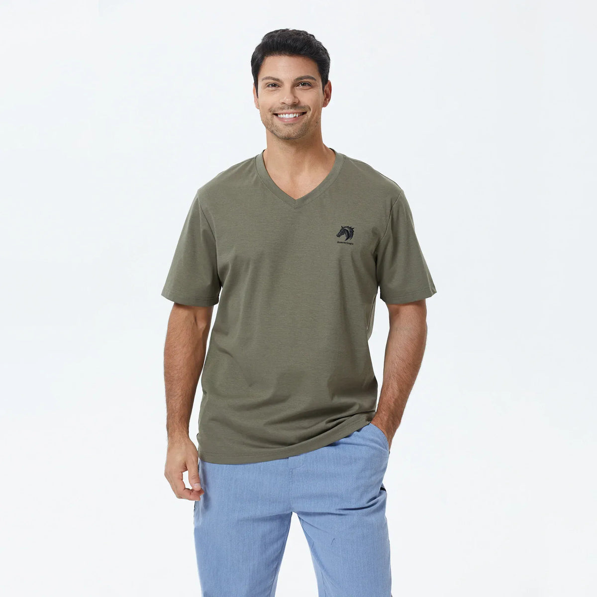 Army Green Printed T.Shirt for Men Image