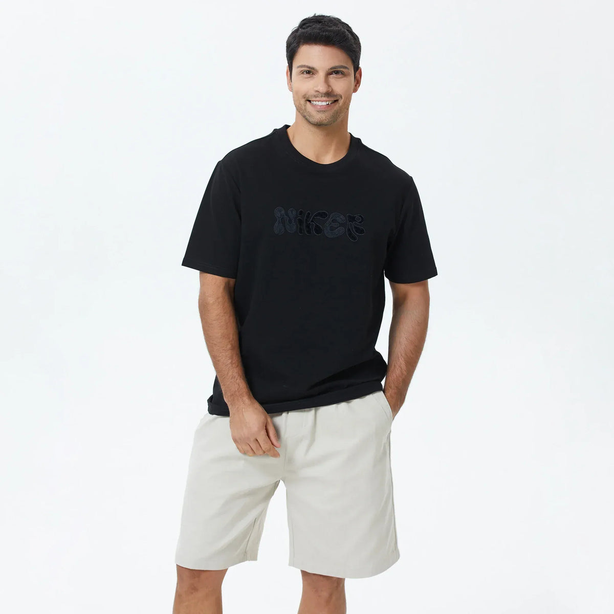 Black Embroidery T.Shirt for Men Image