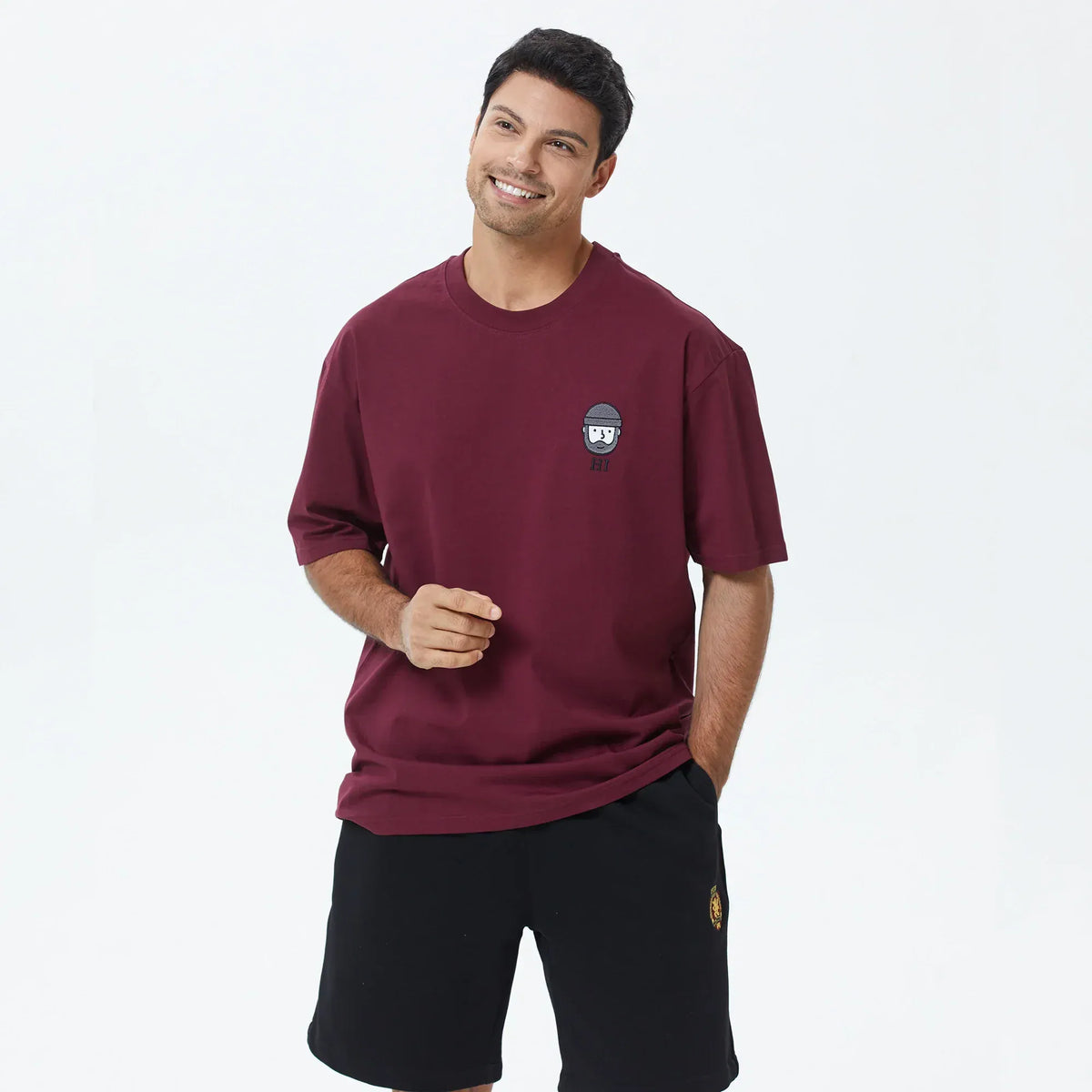 Maroon Printed T.Shirt for Men Image