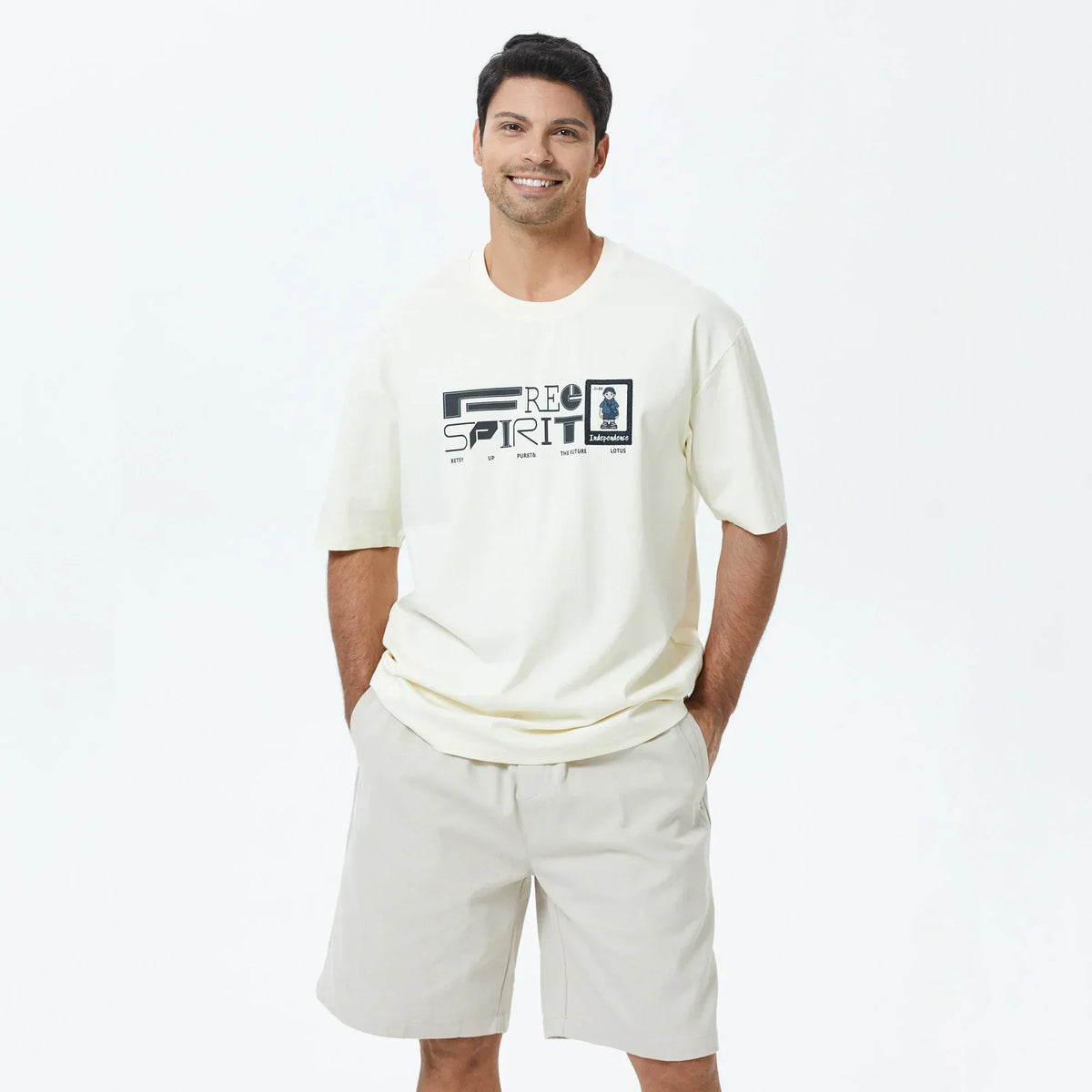 Off White Printed T.Shirt for Men Image