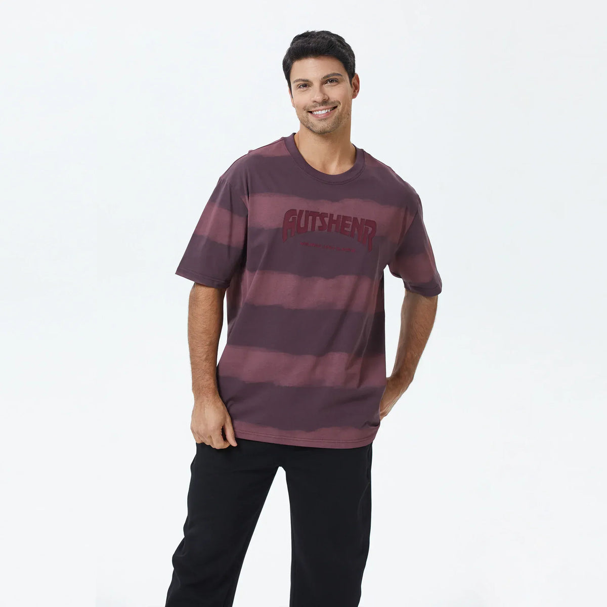 Maroon Striped T.Shirt for Men Image