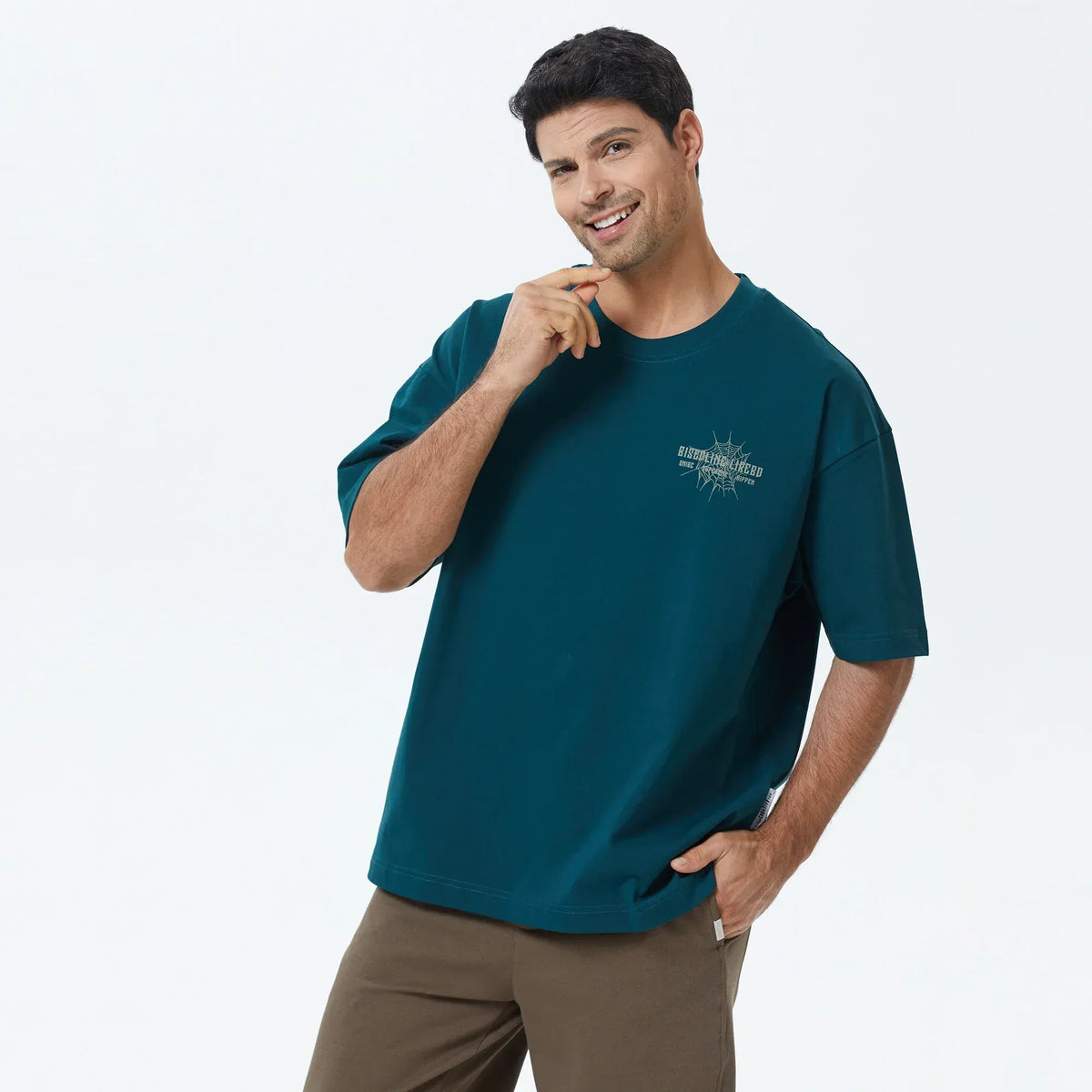 Green Printed T.Shirt for Men Image