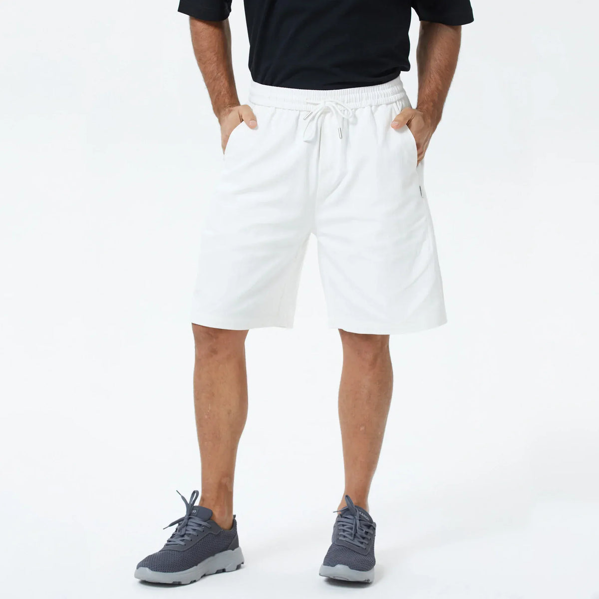 White Badge Shorts for Men Image