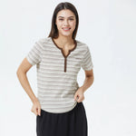 Brown Striped T.Shirt for Women Image