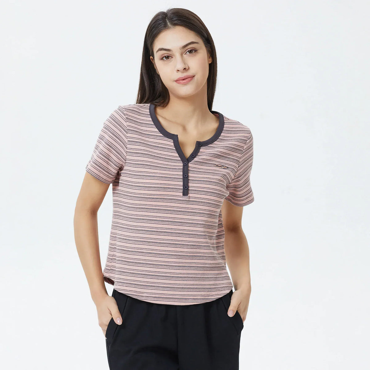 Pink Striped T.Shirt for Women Image