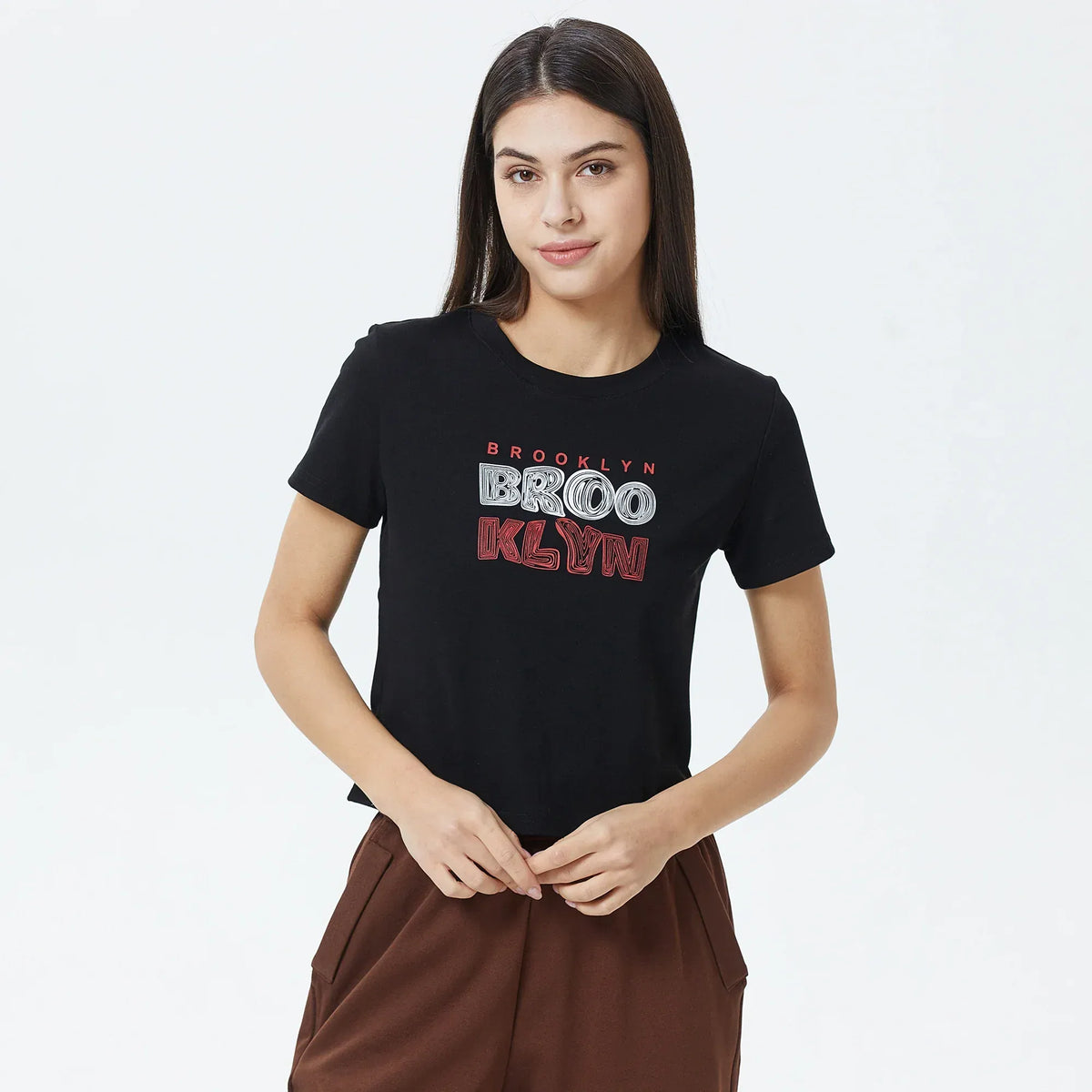 Black Printed T.Shirt for Women Image