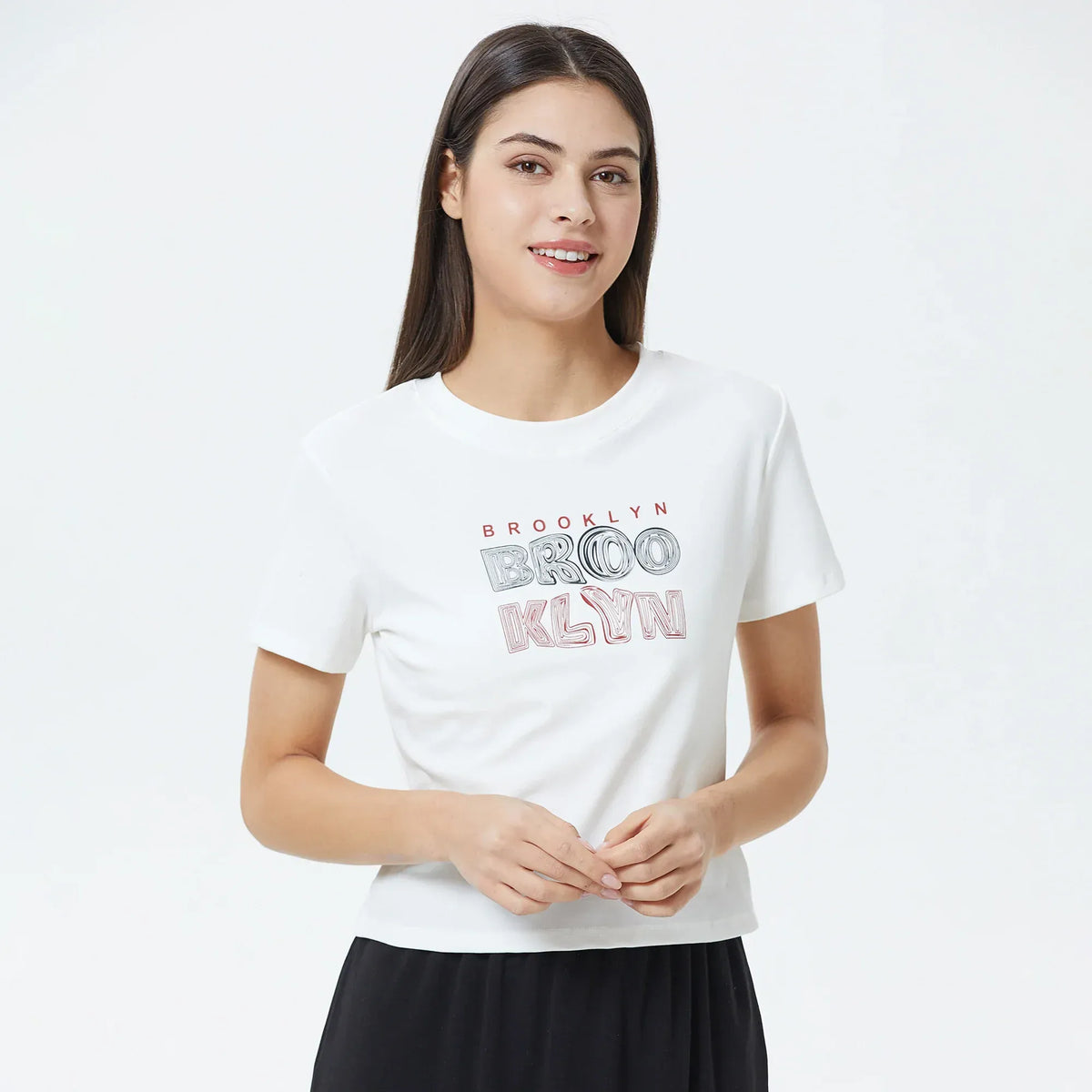 White Printed T.Shirt for Women Image