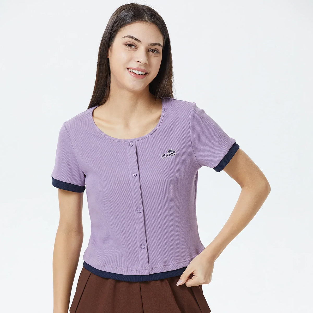 Purple Printed T.Shirt for Women Image