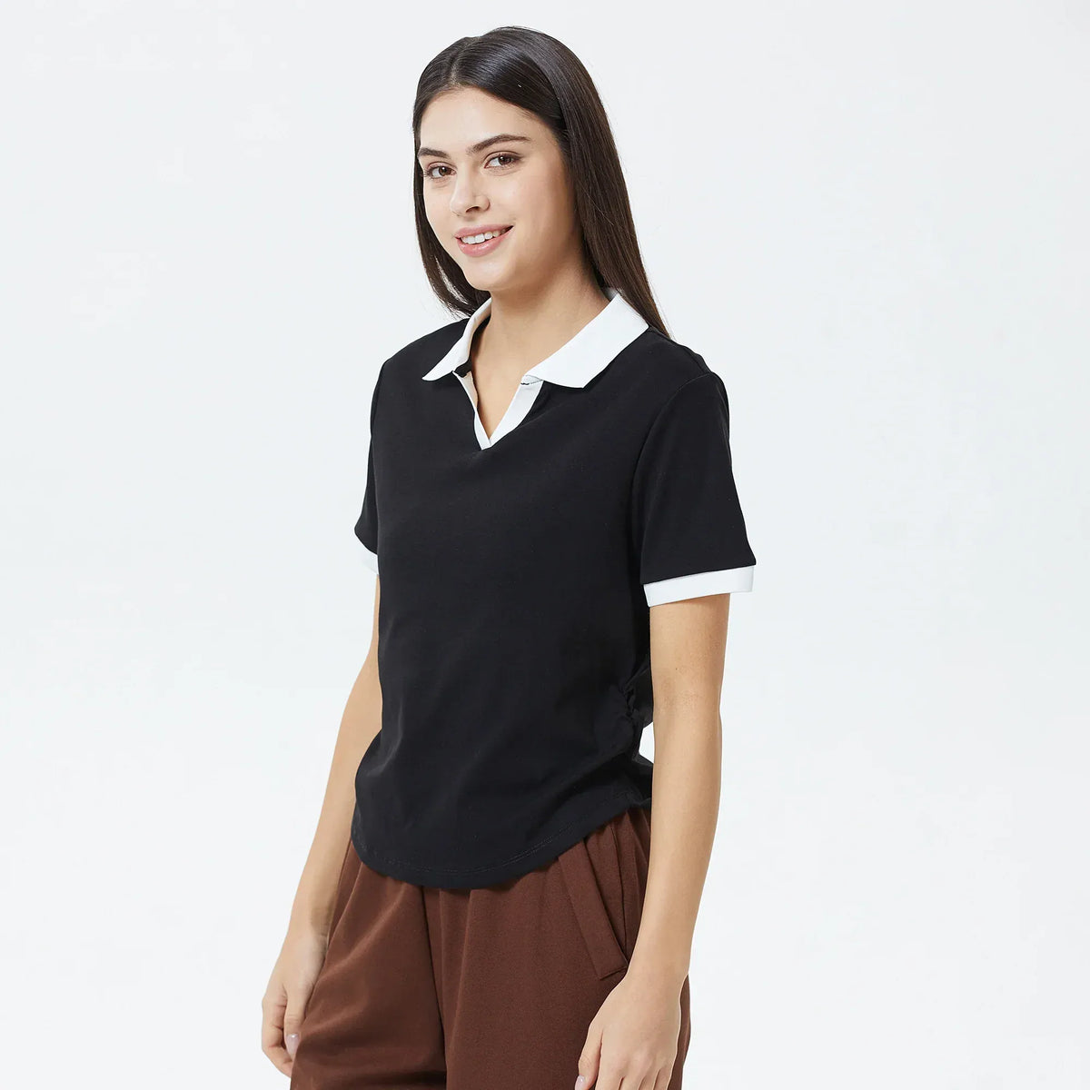 Color-Blocked Polo Shirt for Women Image