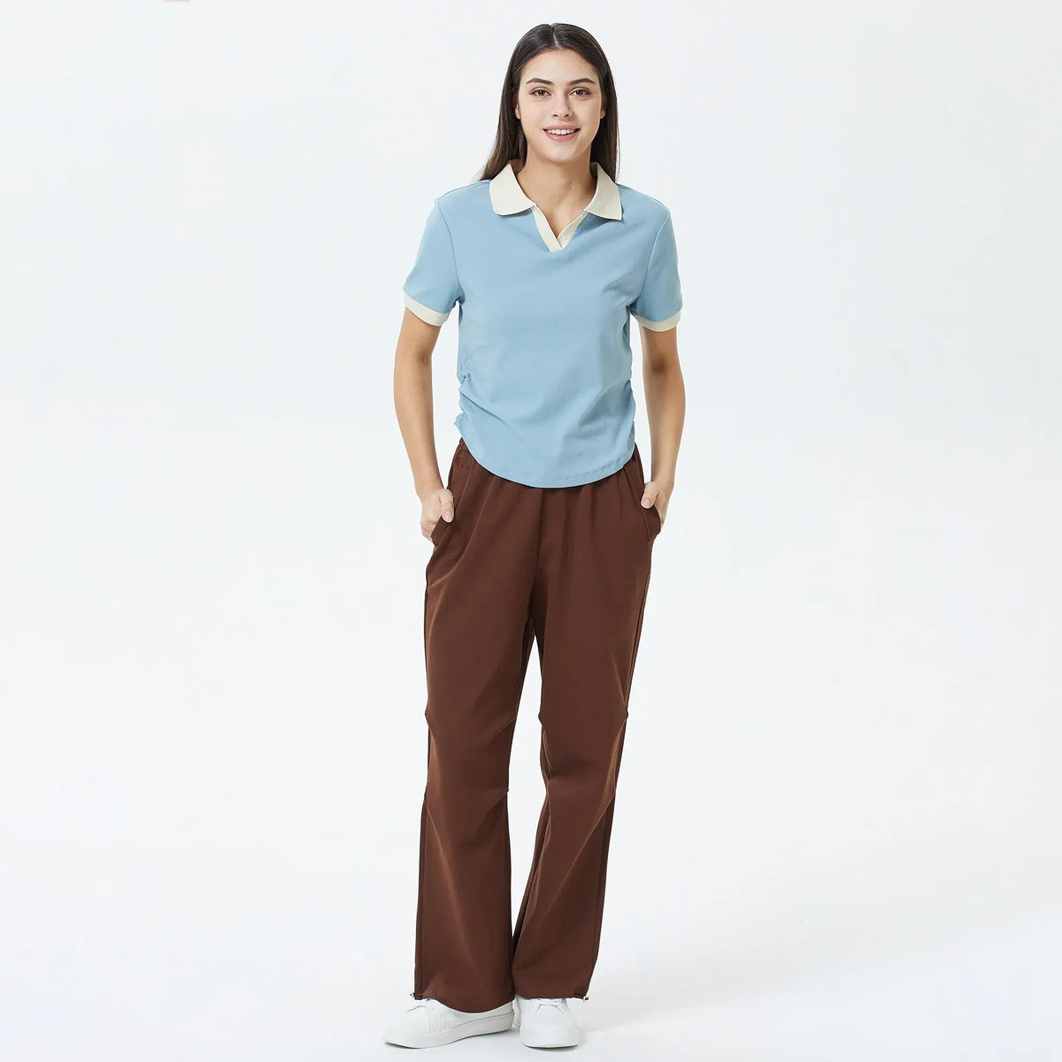 Color-Blocked Polo Shirt for Women Image