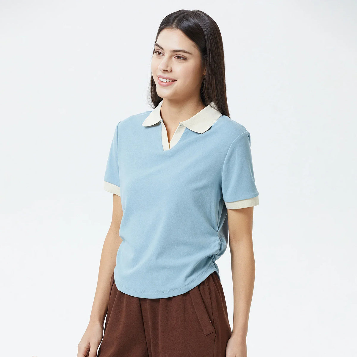 Color-Blocked Polo Shirt for Women Image