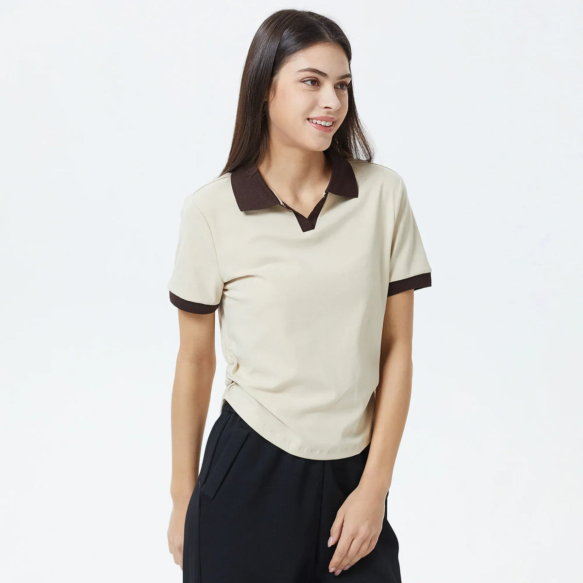 Color-Blocked Polo Shirt for Women Image