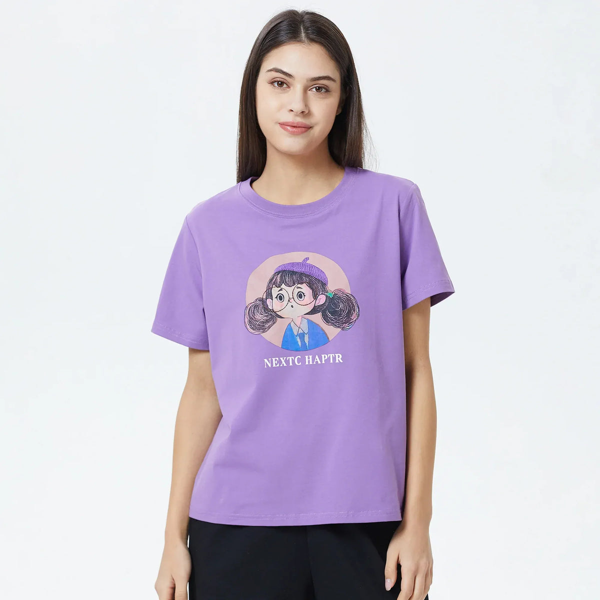 Purple Printed T.Shirt for Women Image