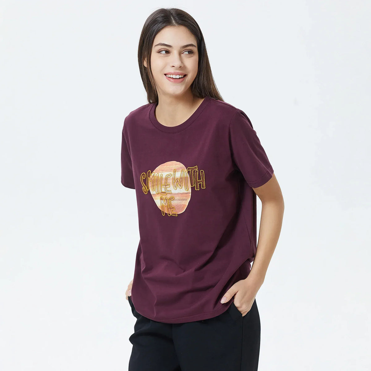 Embroidery Printed T.Shirt for Women Image