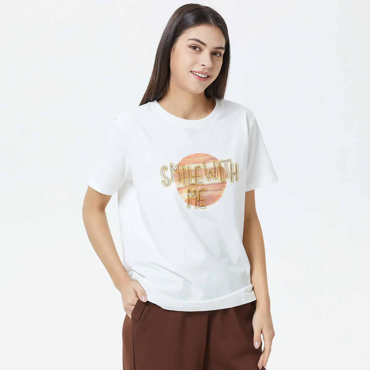 Embroidery Printed T.Shirt for Women Image