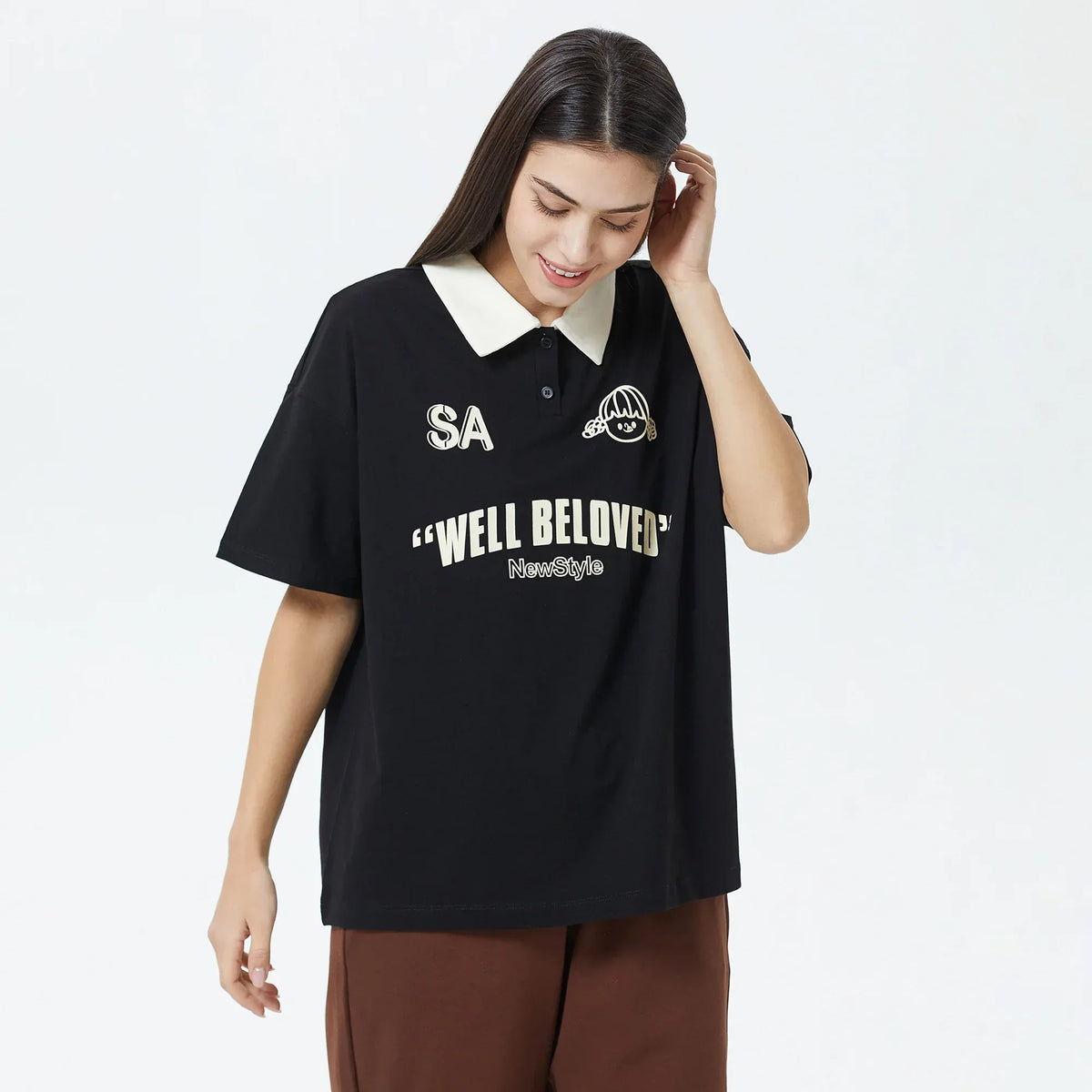 Printed Polo Shirt for Women Image