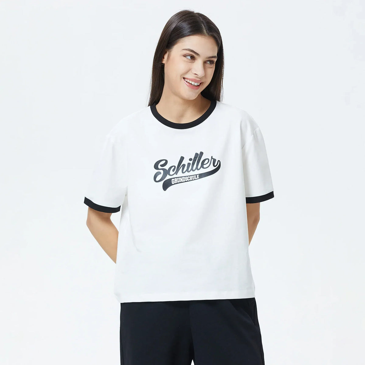 White Printed T.Shirt for Women Image