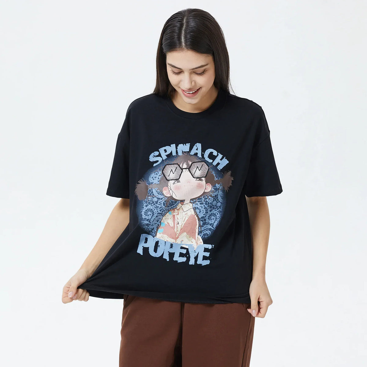 Black Embroidery Printed T.Shirt for Women Image