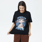 Black Embroidery Printed T.Shirt for Women Image