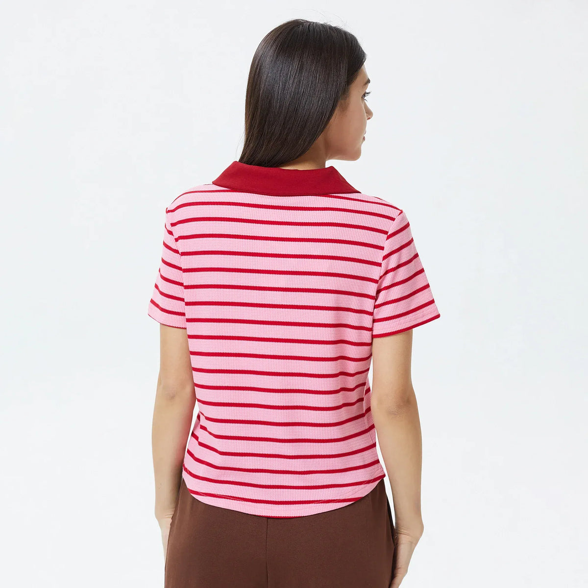 Striped Polo Shirt for Women Image