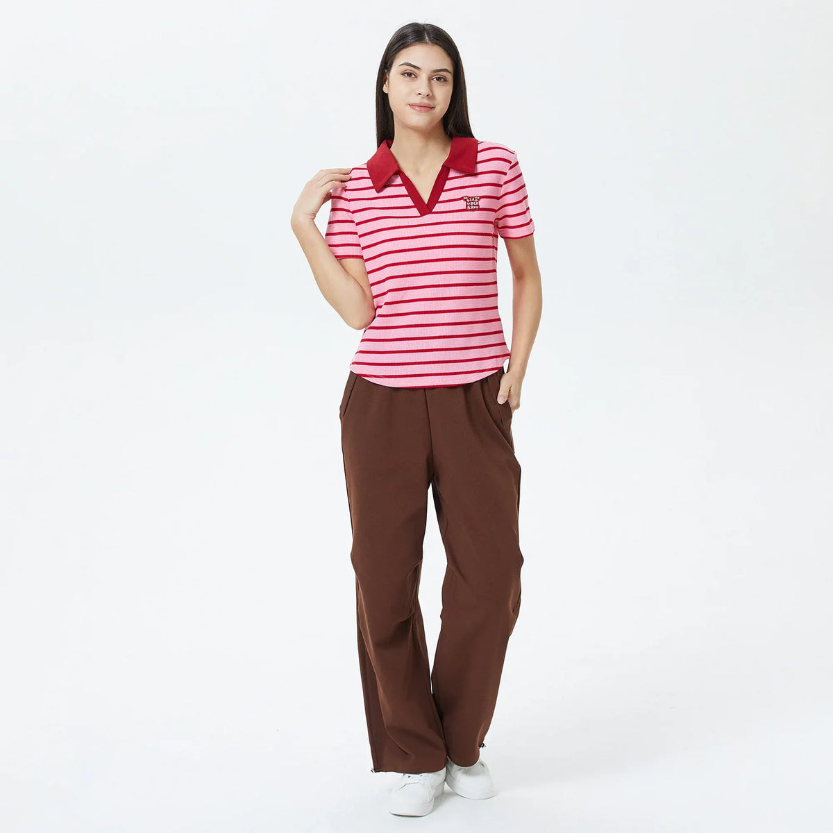 Striped Polo Shirt for Women Image
