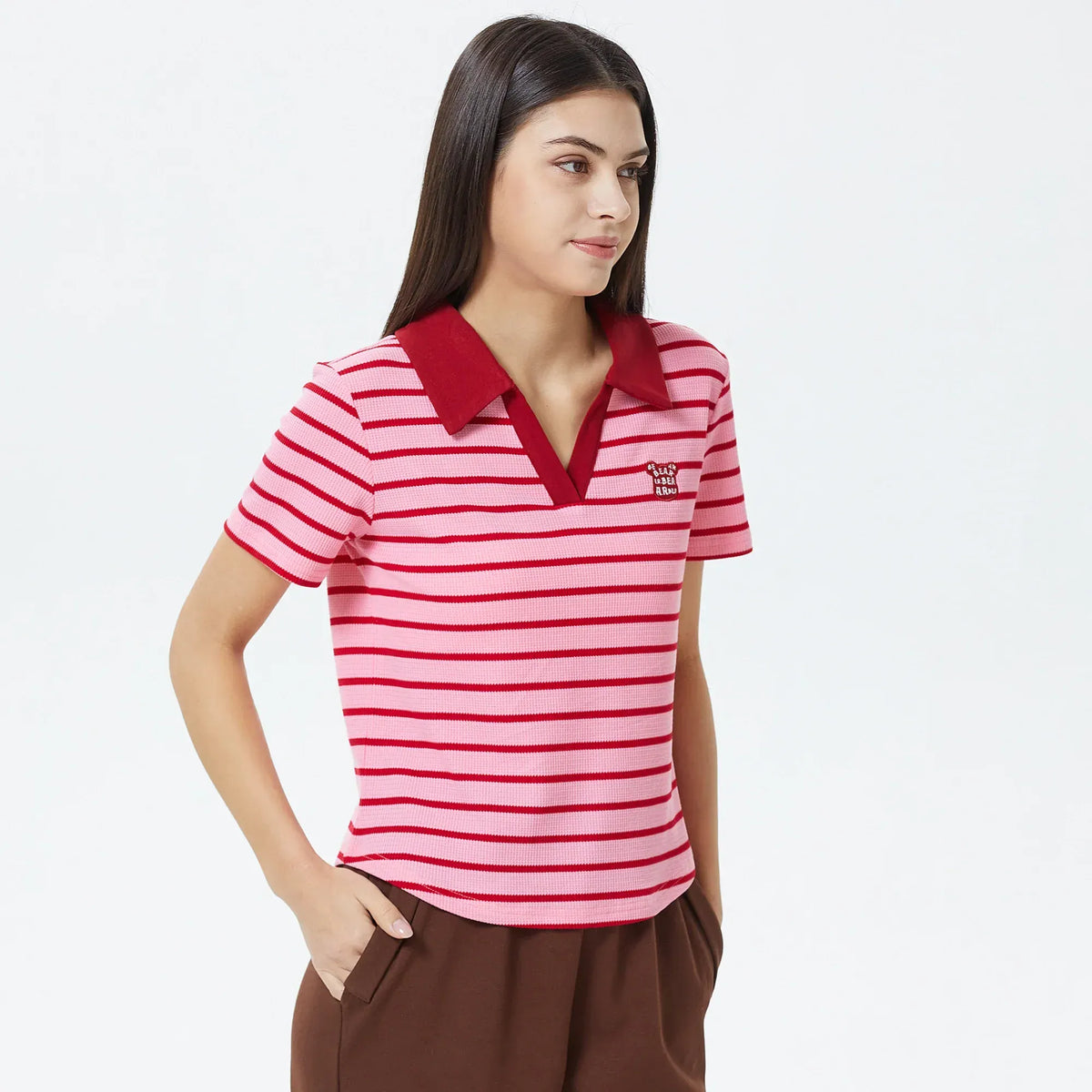Striped Polo Shirt for Women Image